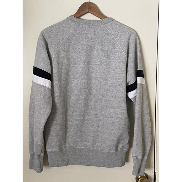 Todd Snyder x Champion Grey Banded Arm Stripe V Crewneck Sweatshirt Large - Picture 9 of 14